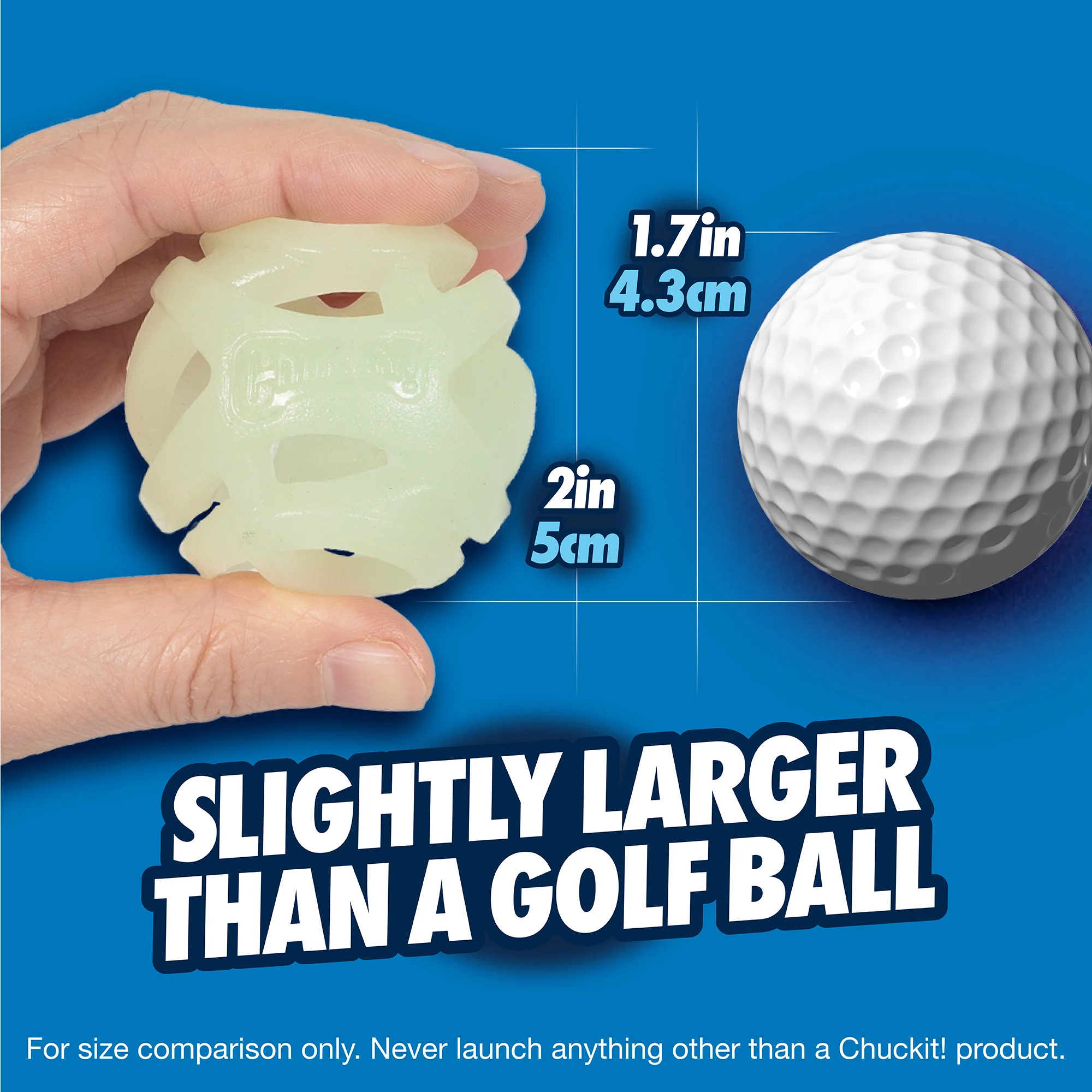 Palla fosforescente per cani S, galleggiante, 4,5 cm, 2 pezzi – Chuckit! Air Glow Fetch Ball - immagine 6