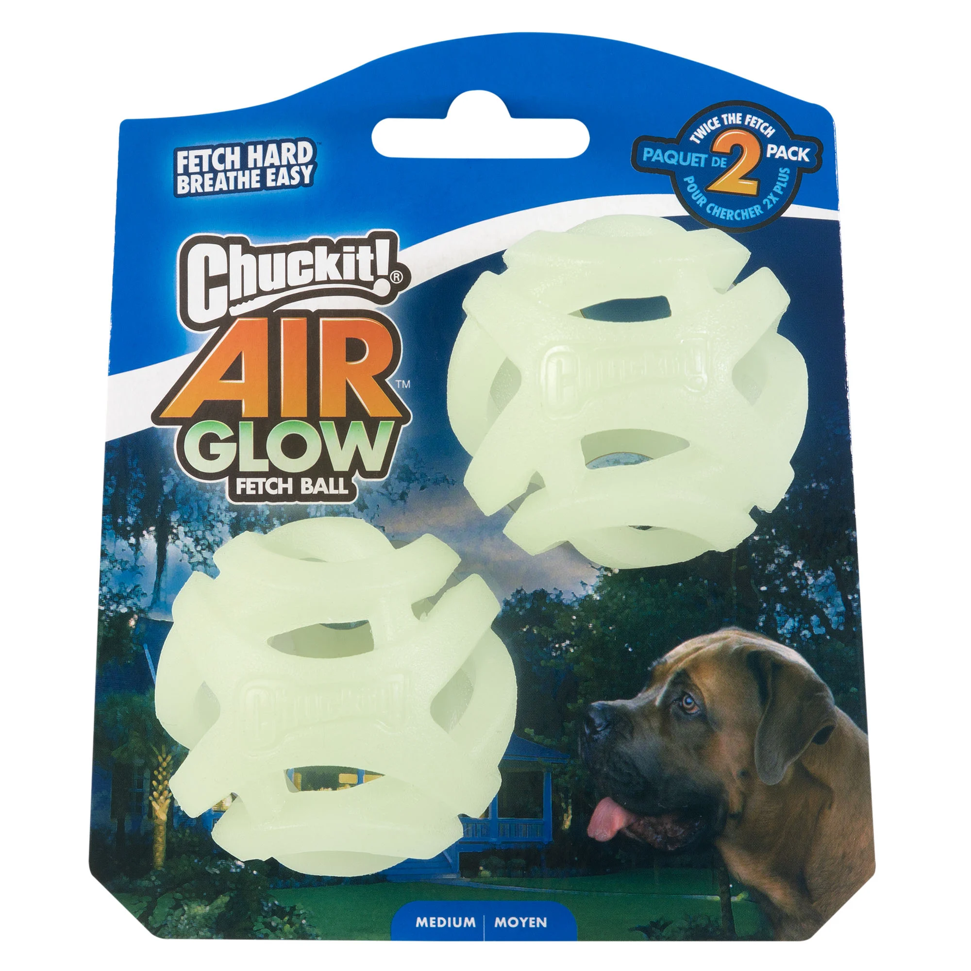 Pallina luminosa per cani M, galleggiante, 6 cm, 2 pezzi – Chuckit! Air Glow Fetch Ball - immagine 1
