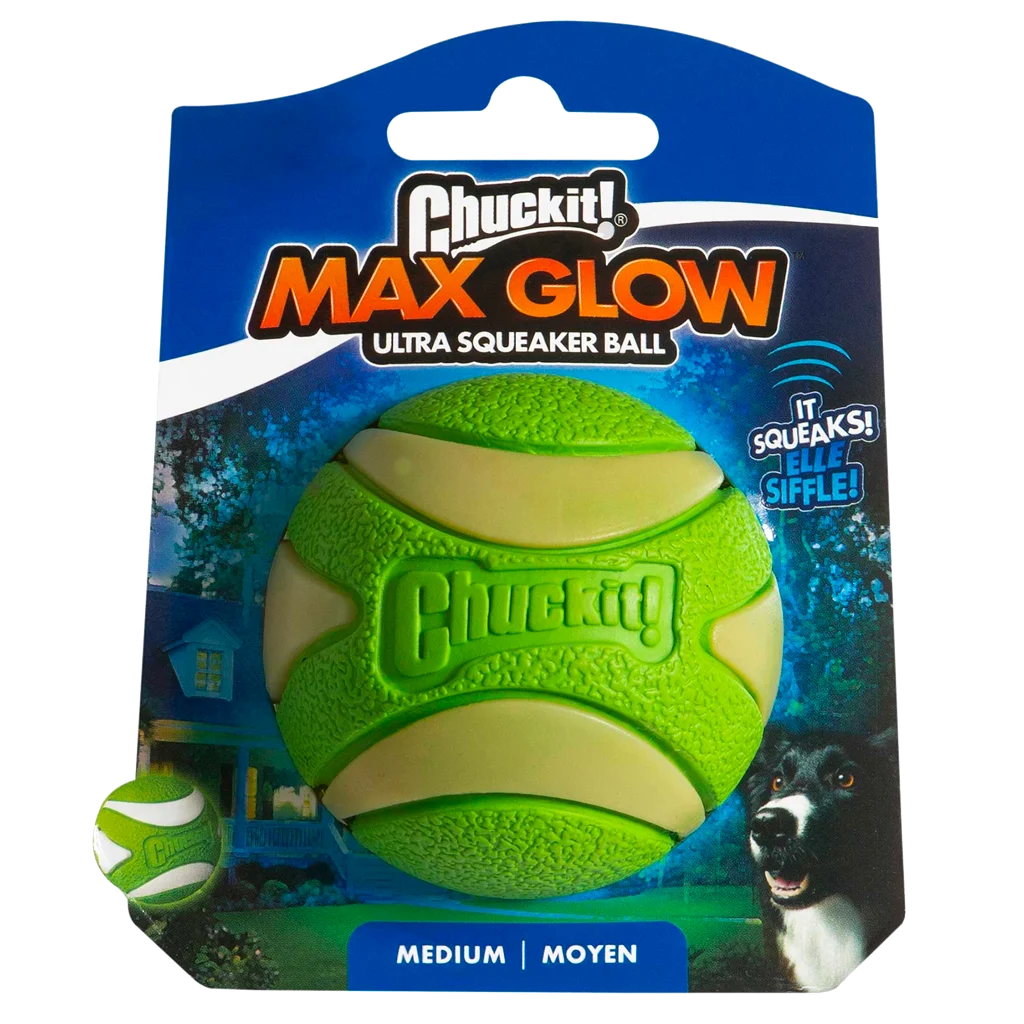 Pallina per cani con squeaker, luminosa, Ø 6 cm – Chuckit! Max Glow Ultra Squeaker Ball M - immagine 1