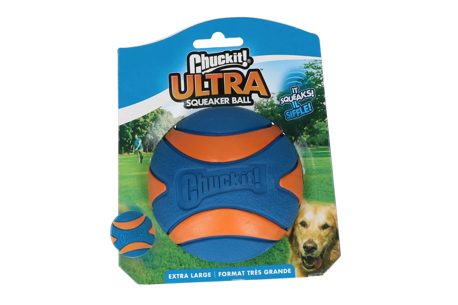 Palla per cani in gomma con squeaker, XL 9 cm, 1 pezzo – Chuckit! Ultra Squeaker Ball - immagine 1