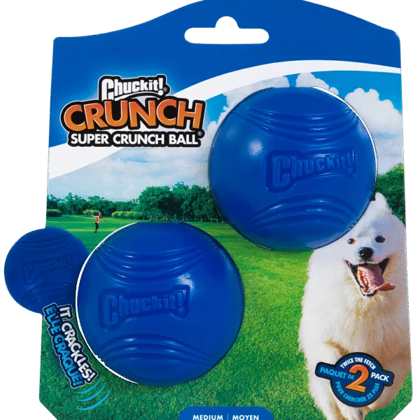Pallina per cani con rumore frusciante M, ø 6 cm, 2 pezzi – Chuckit! Super Crunch Ball