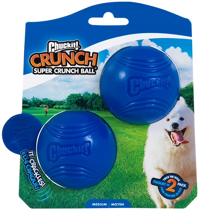 Pallina per cani con rumore frusciante M, ø 6 cm, 2 pezzi – Chuckit! Super Crunch Ball - immagine 1