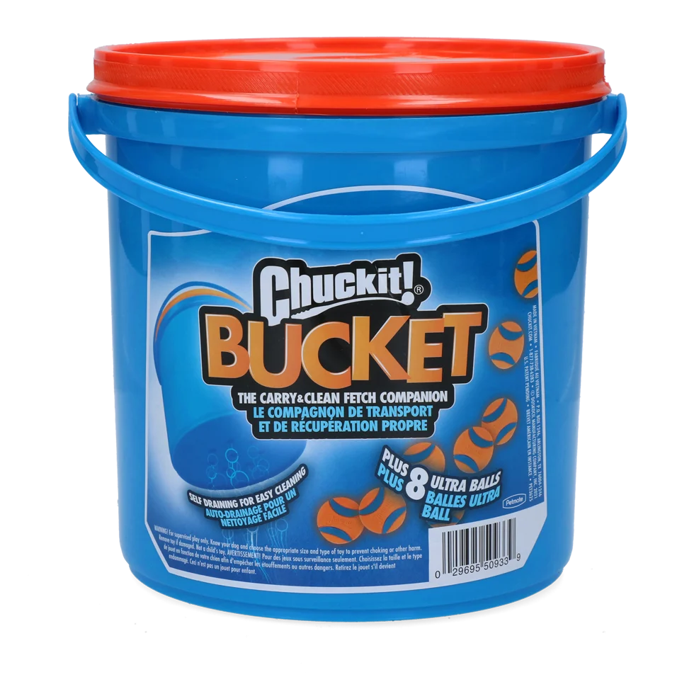Set di palline per cani con secchio e fori di drenaggio, 8 palline M – Chuckit! Bucket - immagine 1