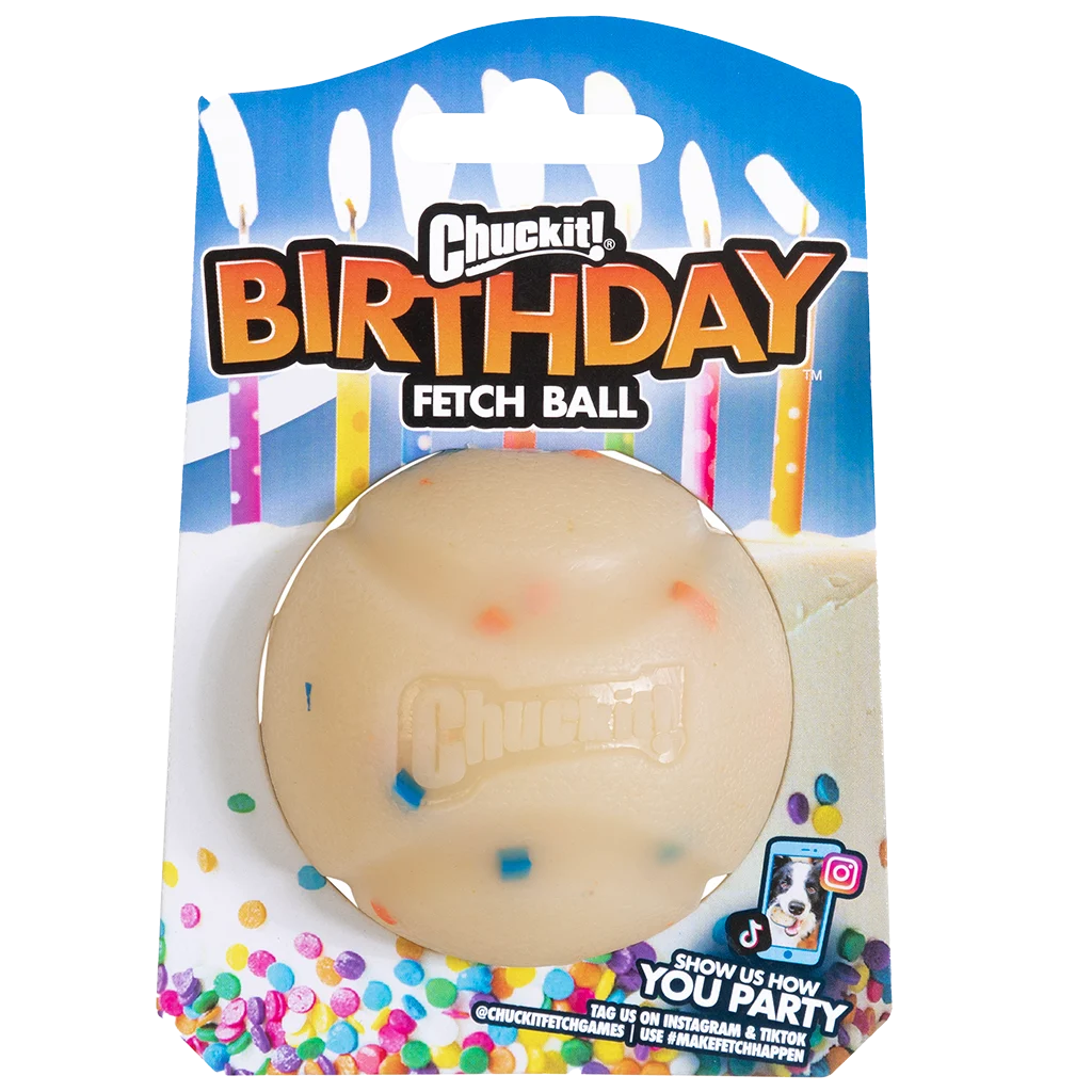 Palla per cani profumata alla vaniglia, M 6 cm – Chuckit! Birthday Fetch Ball - immagine 1