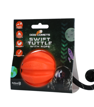 Palla per cani con corda, arancione – Dog Comets Swift Tuttle