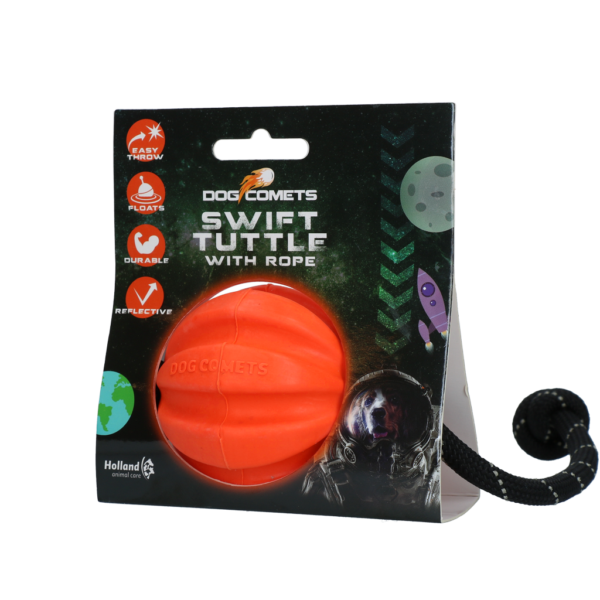 Palla per cani con corda, arancione – Dog Comets Swift Tuttle