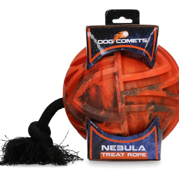 Palla gioco con corda e apertura per snack, Ø 18 cm, arancione – Dog Comets Nebula Treat Rope