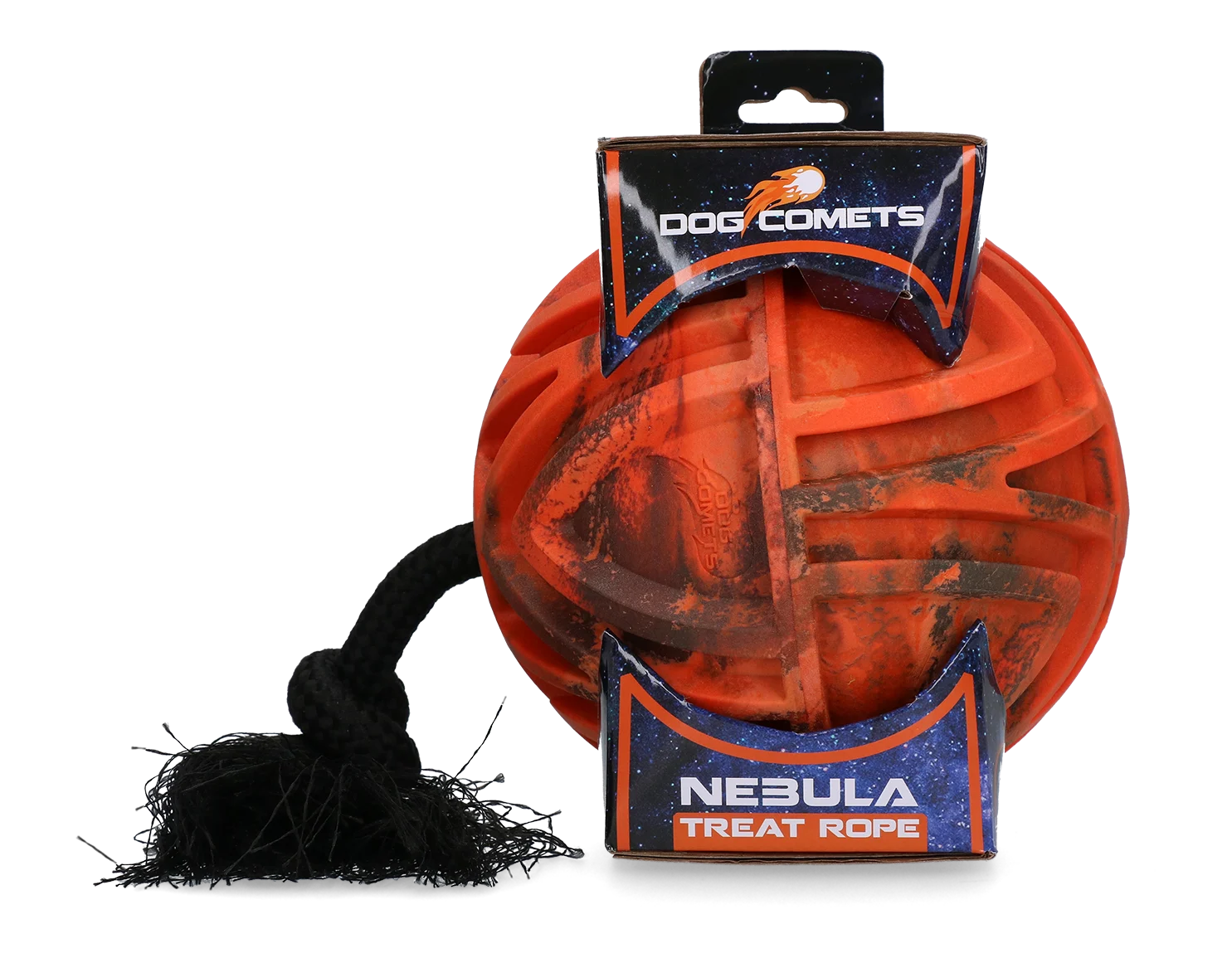 Palla gioco con corda e apertura per snack, Ø 18 cm, arancione – Dog Comets Nebula Treat Rope - immagine 1