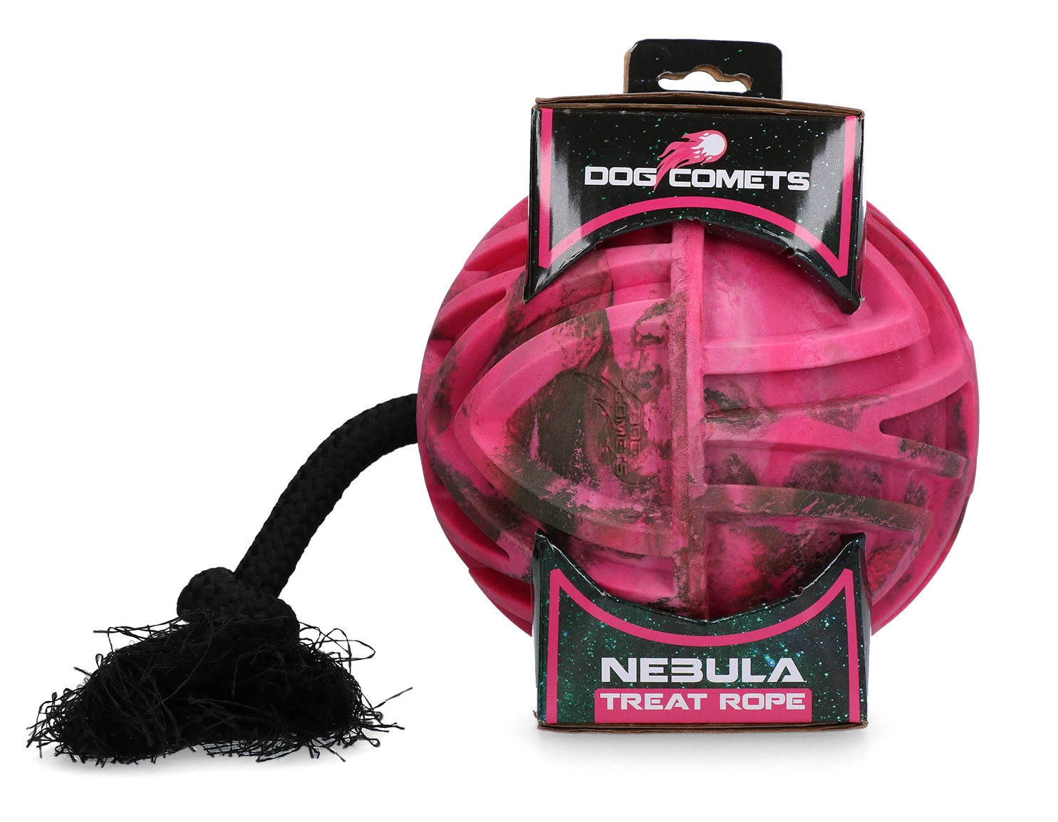 Palla porta crocchette con corda e apertura per snack, Ø 18 cm, rosa – Dog Comets Nebula Treat Rope - immagine 1