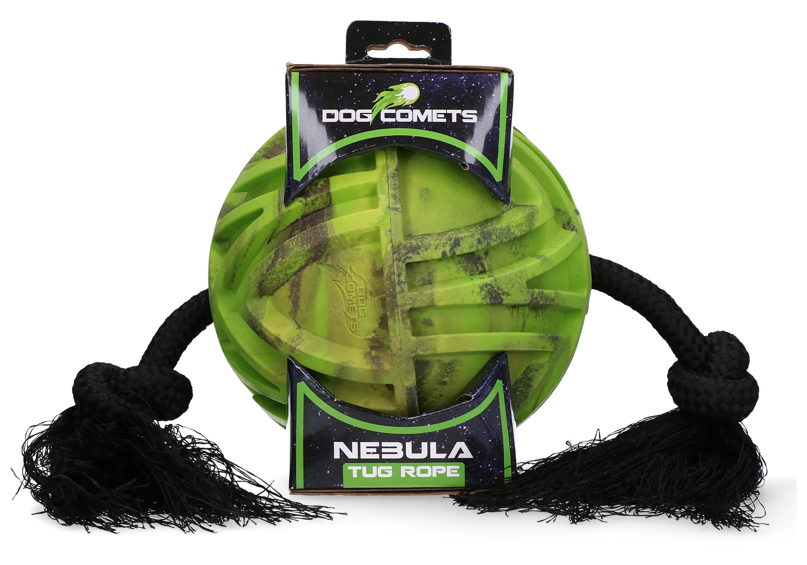 Palla per cani con corda passante e nodi, Ø 18 cm, verde – Dog Comets Nebula Tug Rope - immagine 1
