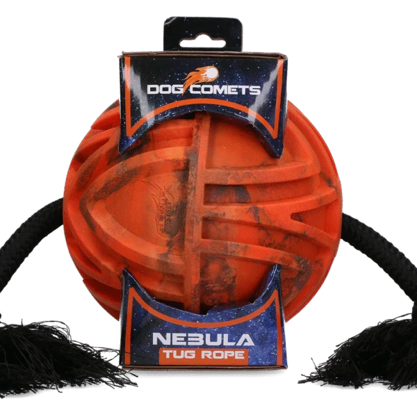 Palla per cani con corda passante e nodi, Ø 18 cm, arancione – Dog Comets Nebula Tug Rope