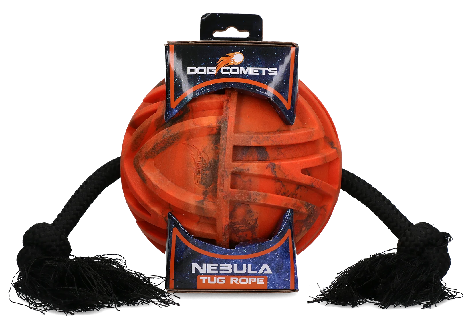 Palla per cani con corda passante e nodi, Ø 18 cm, arancione – Dog Comets Nebula Tug Rope - immagine 1