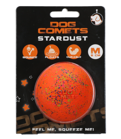 Palla per cani in gomma M, 6 cm, arancione – Dog Comets Stardust