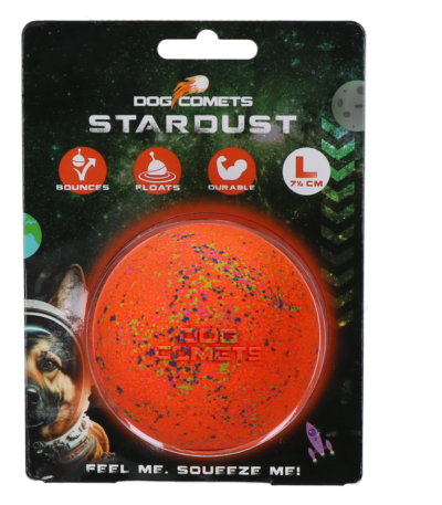 Palla per cani in gomma L, 7,5 cm, arancione – Dog Comets Stardust