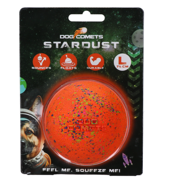 Palla per cani in gomma L, 7,5 cm, arancione – Dog Comets Stardust