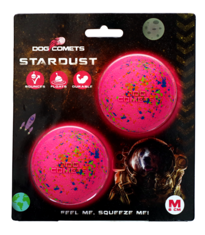 Palla per cani in gomma, rosa, M, 6 cm, 2 pezzi – Dog Comets Stardust