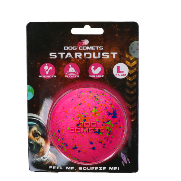 Palla per cani in gomma, rosa, L, 7,5 cm – Dog Comets Stardust
