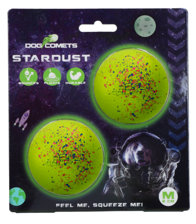 Pallina per cani in gomma M, 6 cm, verde, 2 pezzi – Dog Comets Stardust