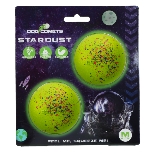 Pallina per cani in gomma M, 6 cm, verde, 2 pezzi – Dog Comets Stardust