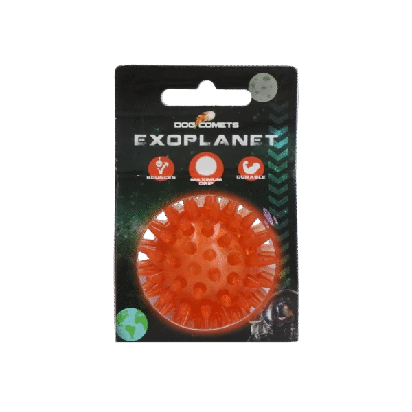 Palla per cani con punte e squeaker, S 5 cm, arancione – Dog Comets Exoplanet