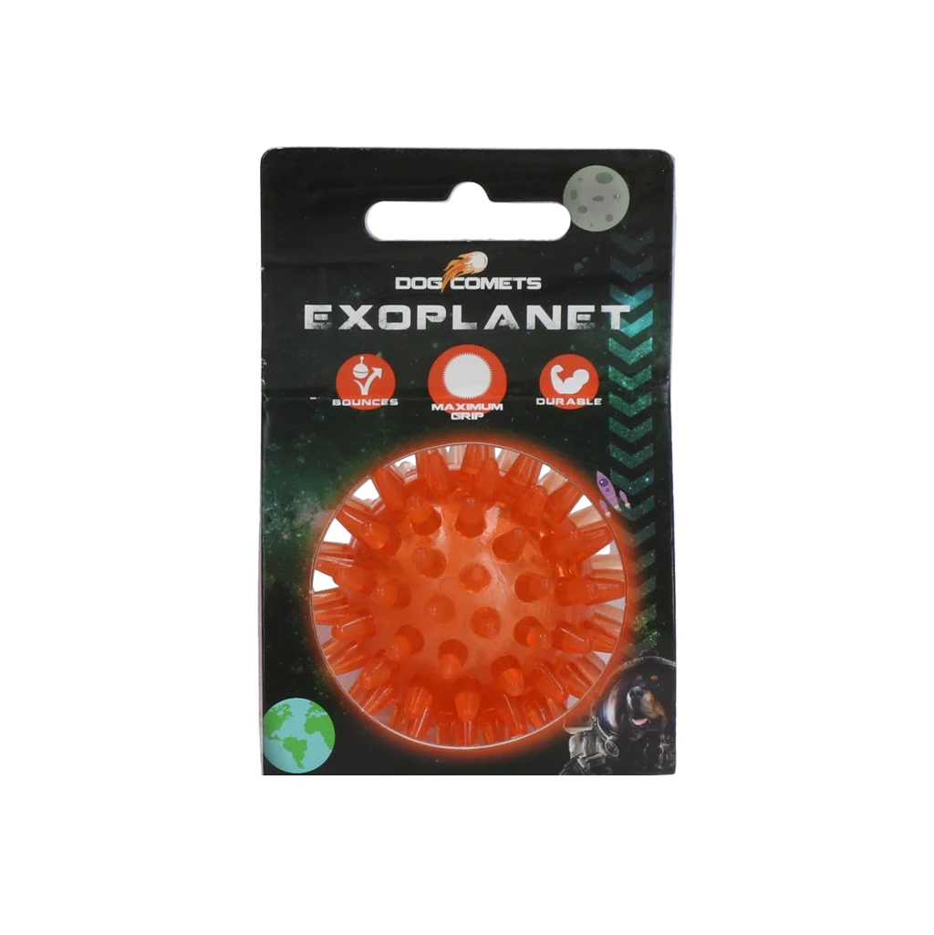 Palla per cani con punte e squeaker, S 5 cm, arancione – Dog Comets Exoplanet - immagine 1