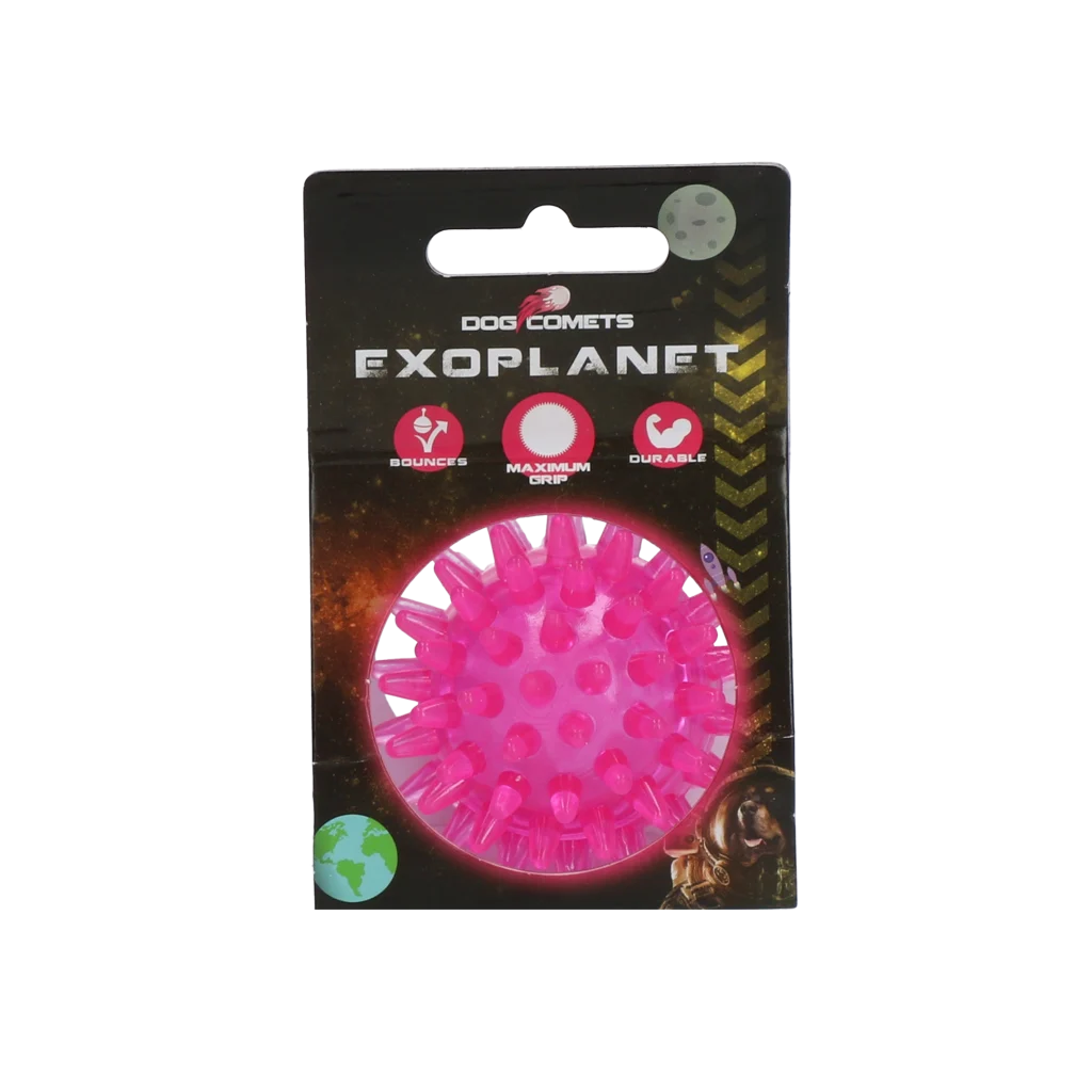 Palla per cani con aculei e gioco sonoro, S 5 cm, rosa – Dog Comets Exoplanet - immagine 1