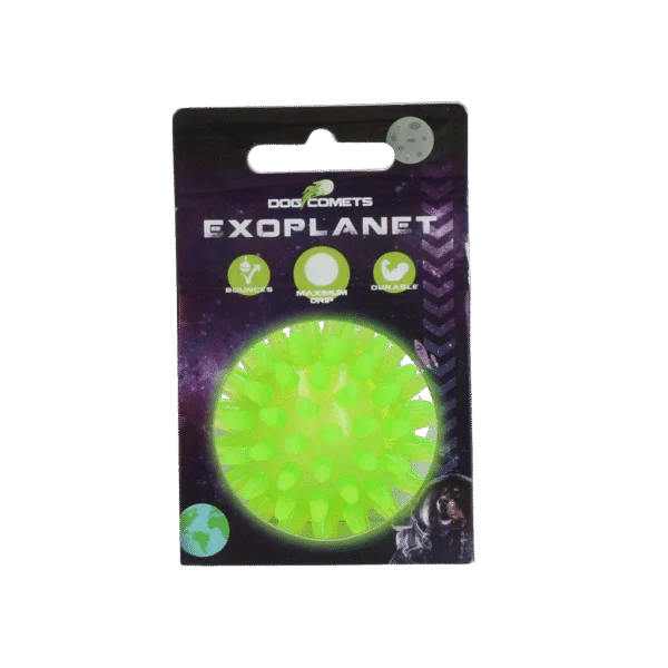Palla per cani con punte e squeaker, S 5 cm, verde – Dog Comets Exoplanet