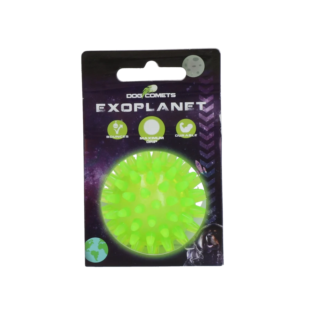 Palla per cani con punte e squeaker, S 5 cm, verde – Dog Comets Exoplanet - immagine 1