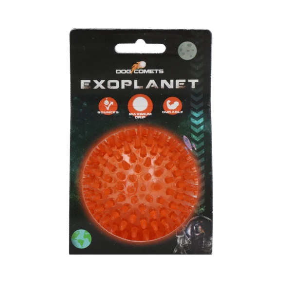 Palla per cani con punte e squeaker, M 8 cm, arancione – Dog Comets Exoplanet