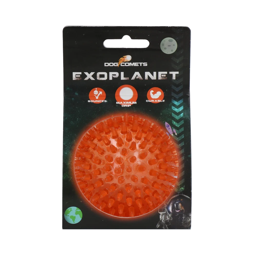 COME016H.png Palla per cani con punte e squeaker, M 8 cm, arancione – Dog Comets Exoplanet - immagine 1