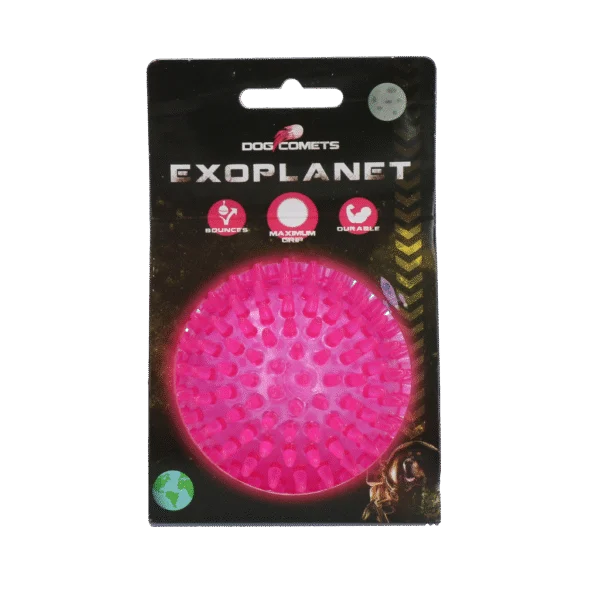 Palla per cani con spuntoni e squeaker, M 8 cm, rosa – Dog Comets Exoplanet