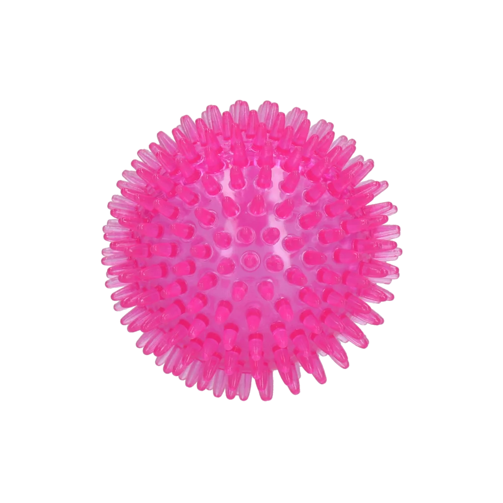 Palla per cani con spuntoni e squeaker, M 8 cm, rosa – Dog Comets Exoplanet - immagine 2