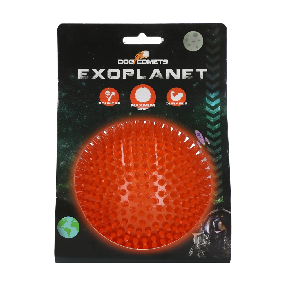 Palla riccio per cani con squeaker, arancione L, 10,5 cm – Dog Comets Exoplanet - immagine 1