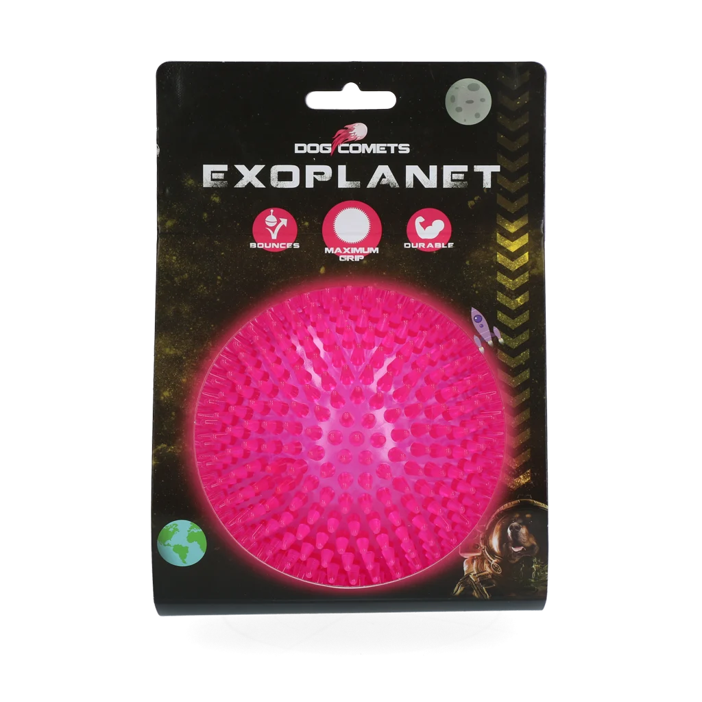 Palla per cani con punte e squeaker, L 10,5 cm, rosa – Dog Comets Exoplanet - immagine 1