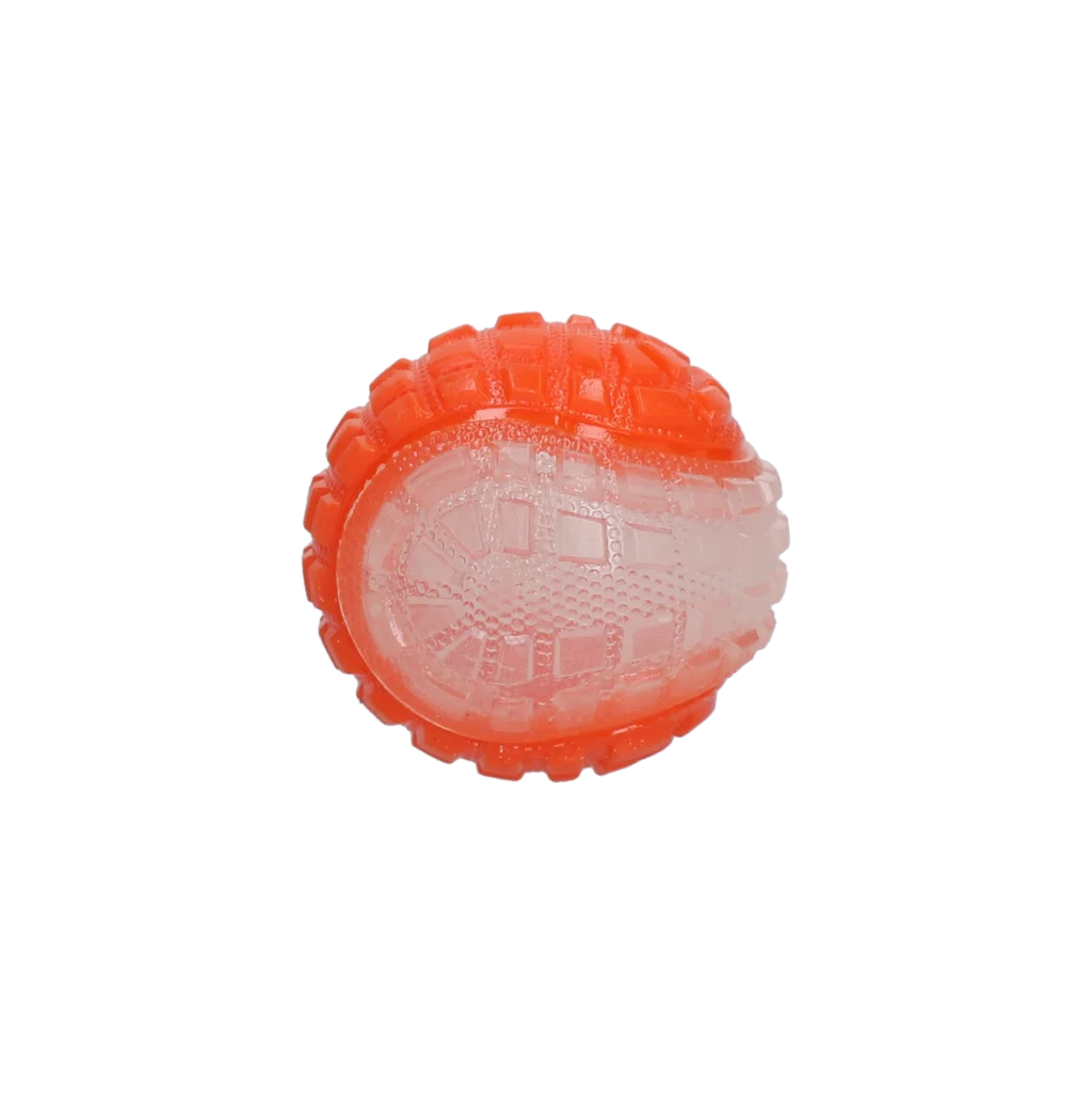Palla per cani con parte luminosa e squeaker S, 5 cm, Arancione – Dog Comets Glow In The Dark Moon Bal - immagine 2