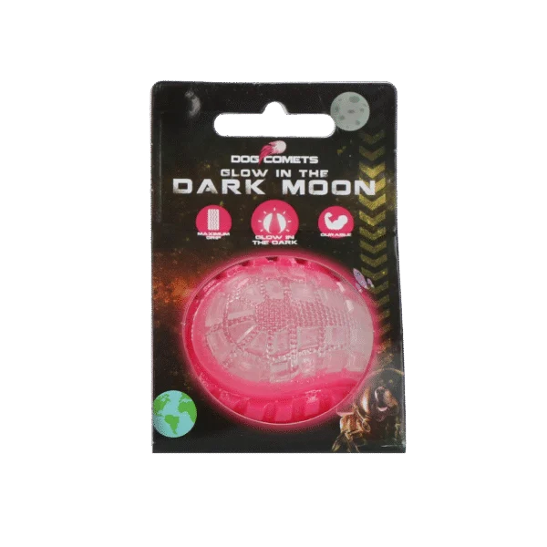 Pallina per cani con parte luminosa e squeaker S, 5 cm, rosa – Dog Comets Glow In The Dark Moon Bal