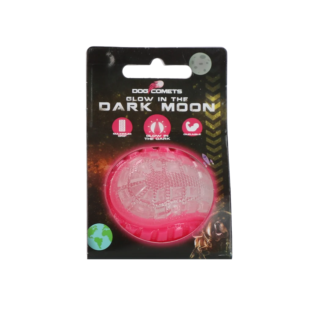 Pallina per cani con parte luminosa e squeaker S, 5 cm, rosa – Dog Comets Glow In The Dark Moon Bal - immagine 1