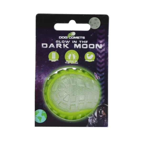 Pallina per cani con parte luminosa e squeaker S, 5 cm, verde – Dog Comets Glow In The Dark Moon Bal
