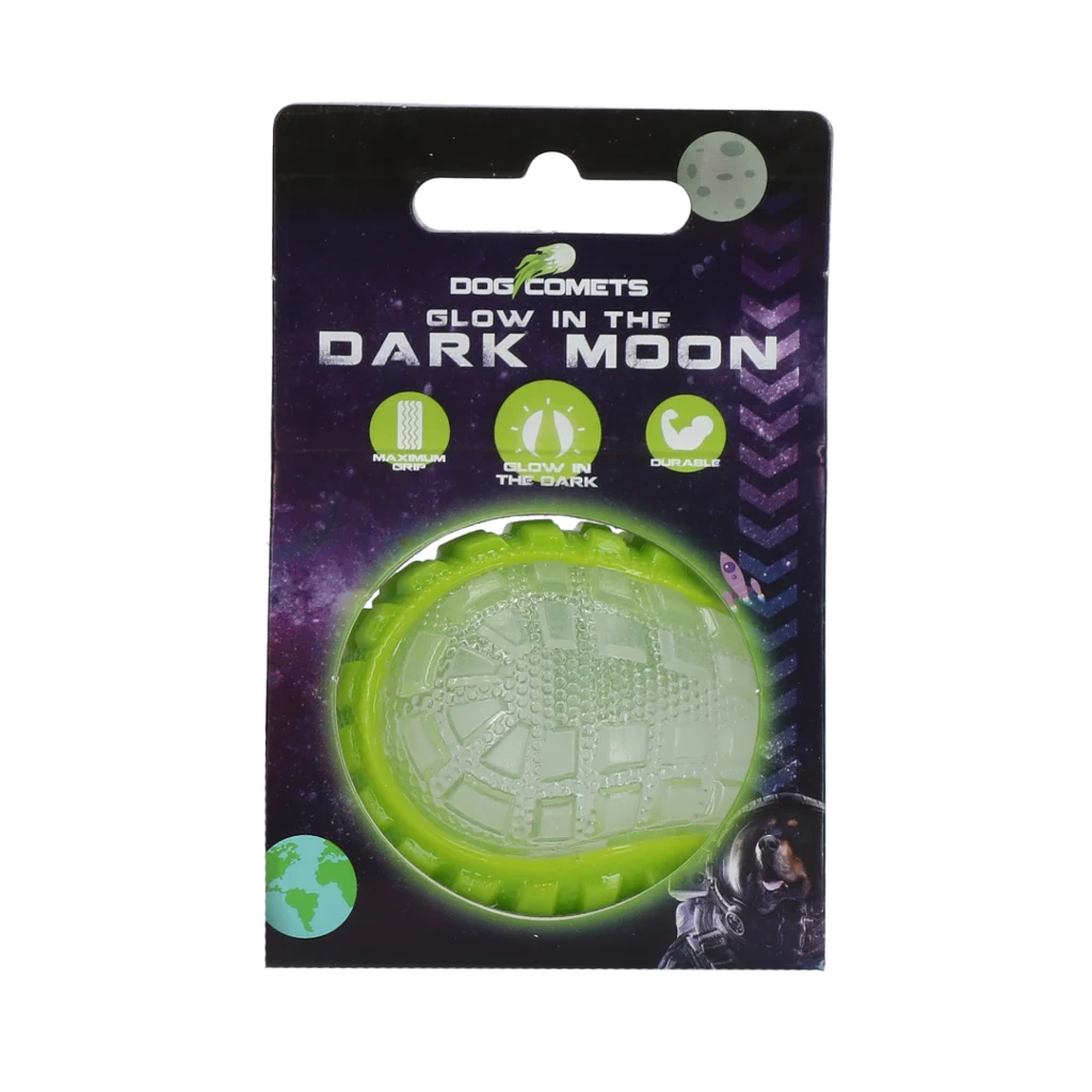 Pallina per cani con parte luminosa e squeaker S, 5 cm, verde – Dog Comets Glow In The Dark Moon Bal - immagine 1