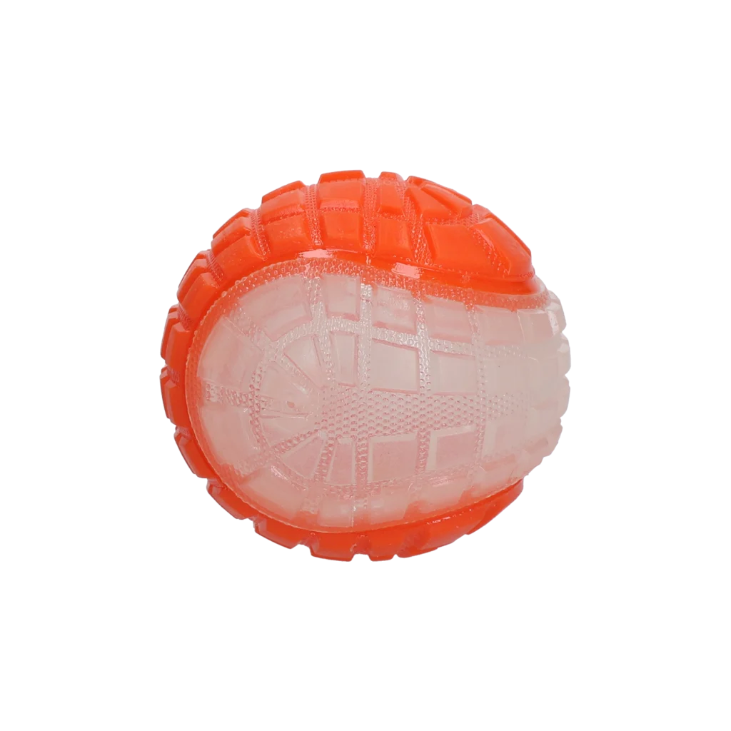 Pallina luminosa per cani con squeaker, M 7,5 cm, arancione – Dog Comets Glow In The Dark Moon Bal - immagine 2