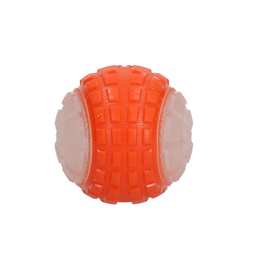 Pallina luminosa per cani con squeaker, M 7,5 cm, arancione – Dog Comets Glow In The Dark Moon Bal - immagine 3
