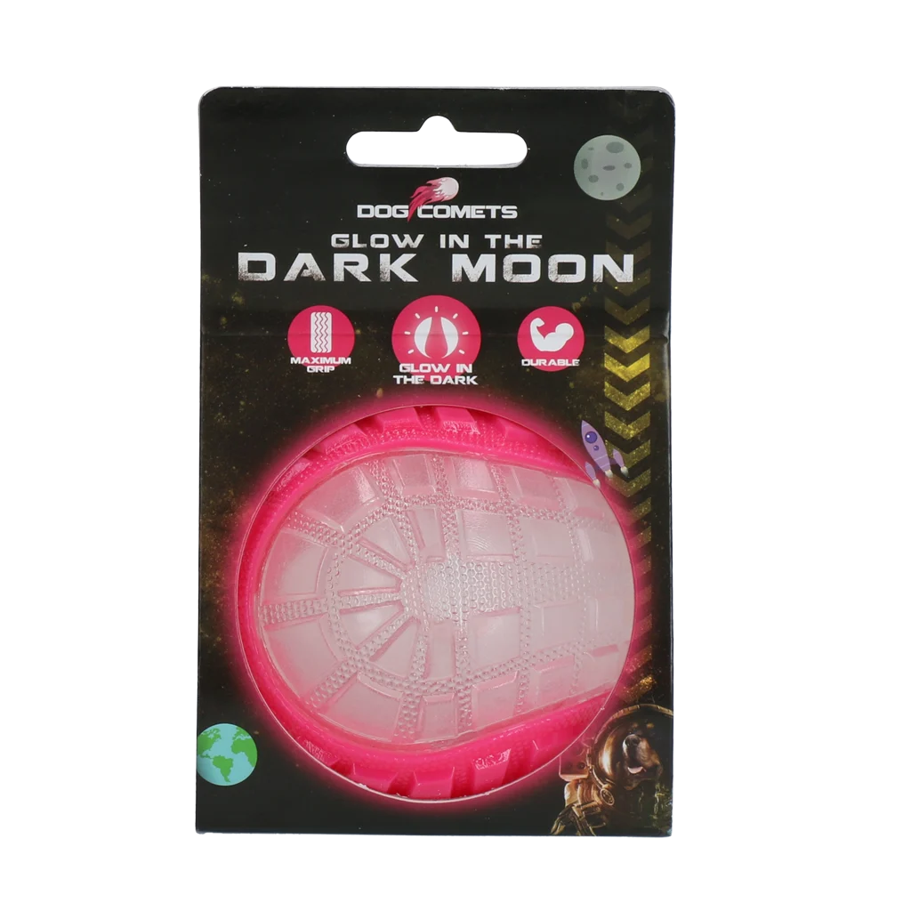 Palla per cani con parte luminosa e sonaglio M, 7,5 cm, rosa – Dog Comets Glow In The Dark Moon Bal - immagine 1