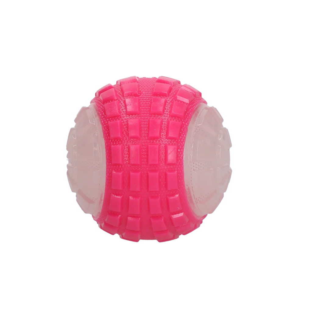 Palla per cani con parte luminosa e sonaglio M, 7,5 cm, rosa – Dog Comets Glow In The Dark Moon Bal - immagine 3