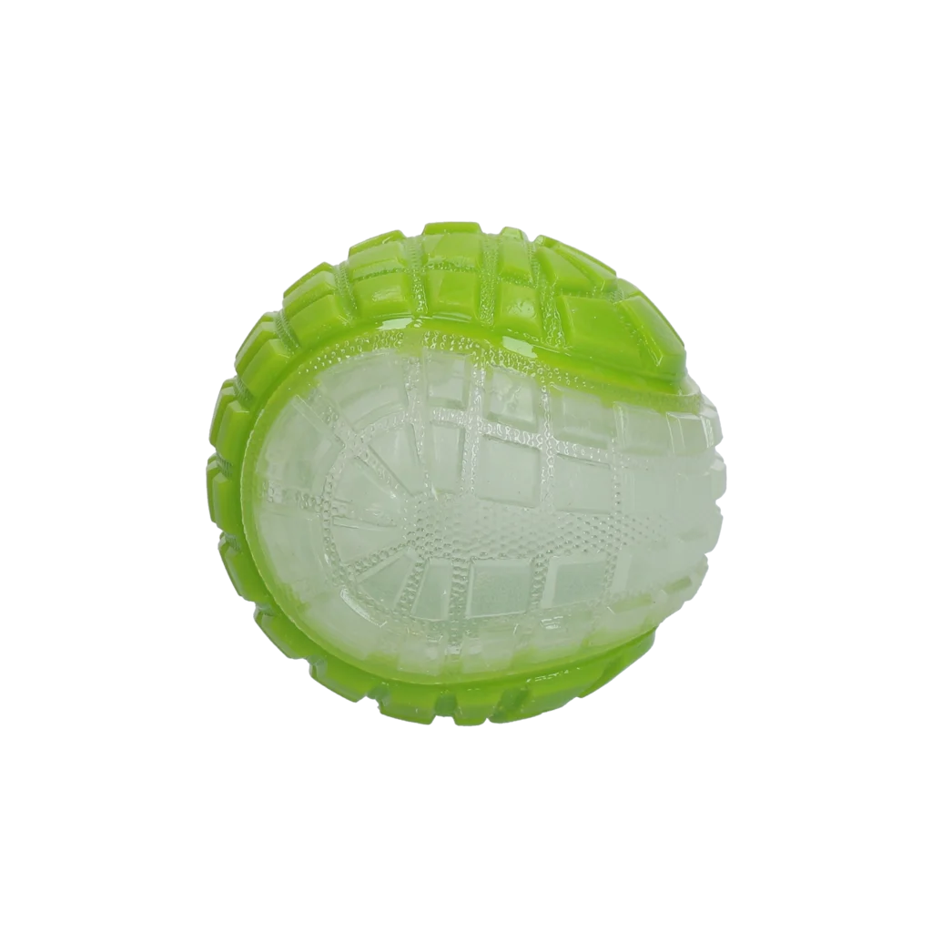 Palla luminosa per cani con fischietto, M 7,5 cm, verde – Dog Comets Glow In The Dark Moon Bal - immagine 2