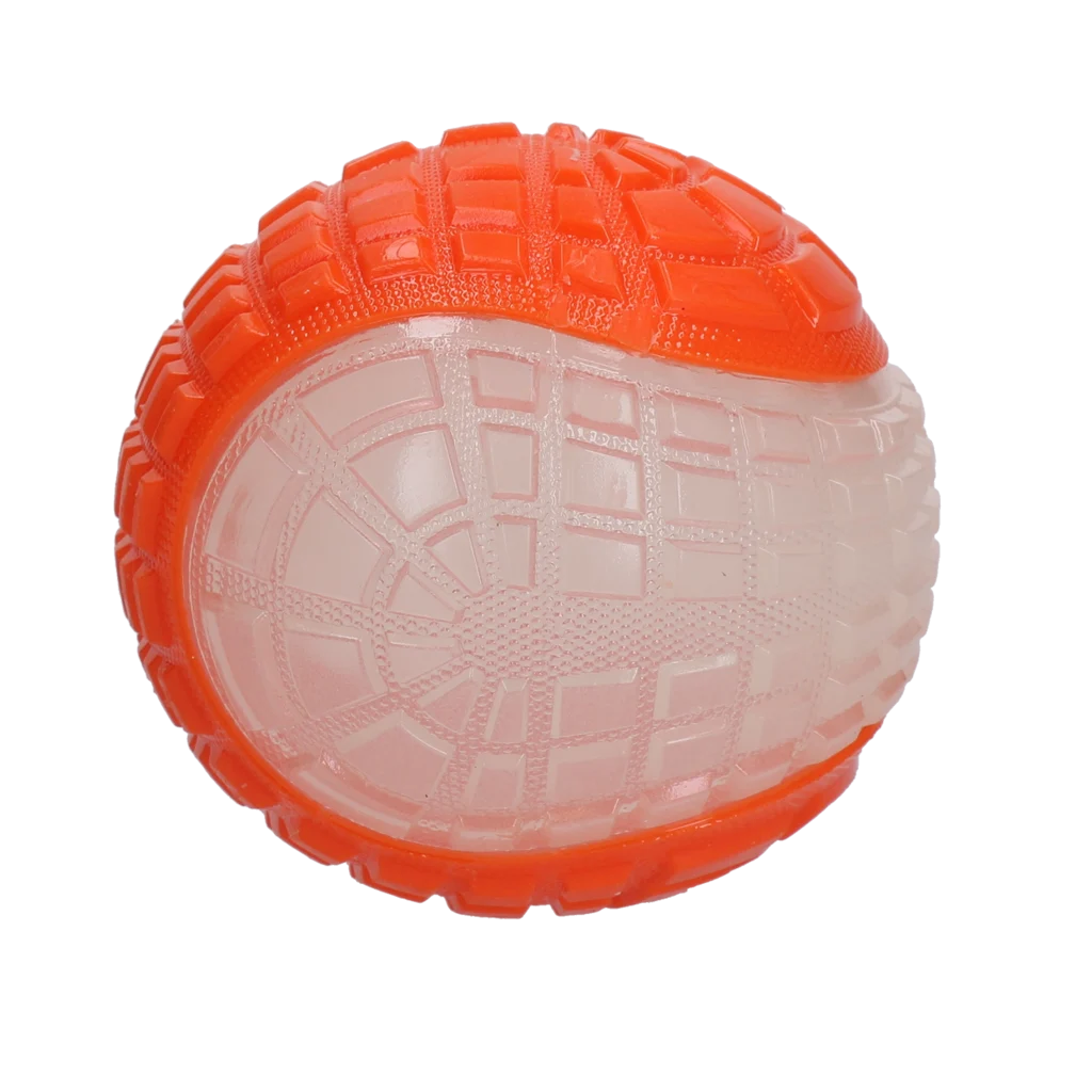 Palla luminosa per cani con sonaglio, L 10 cm, arancione – Dog Comets Glow In The Dark Moon Bal - immagine 2