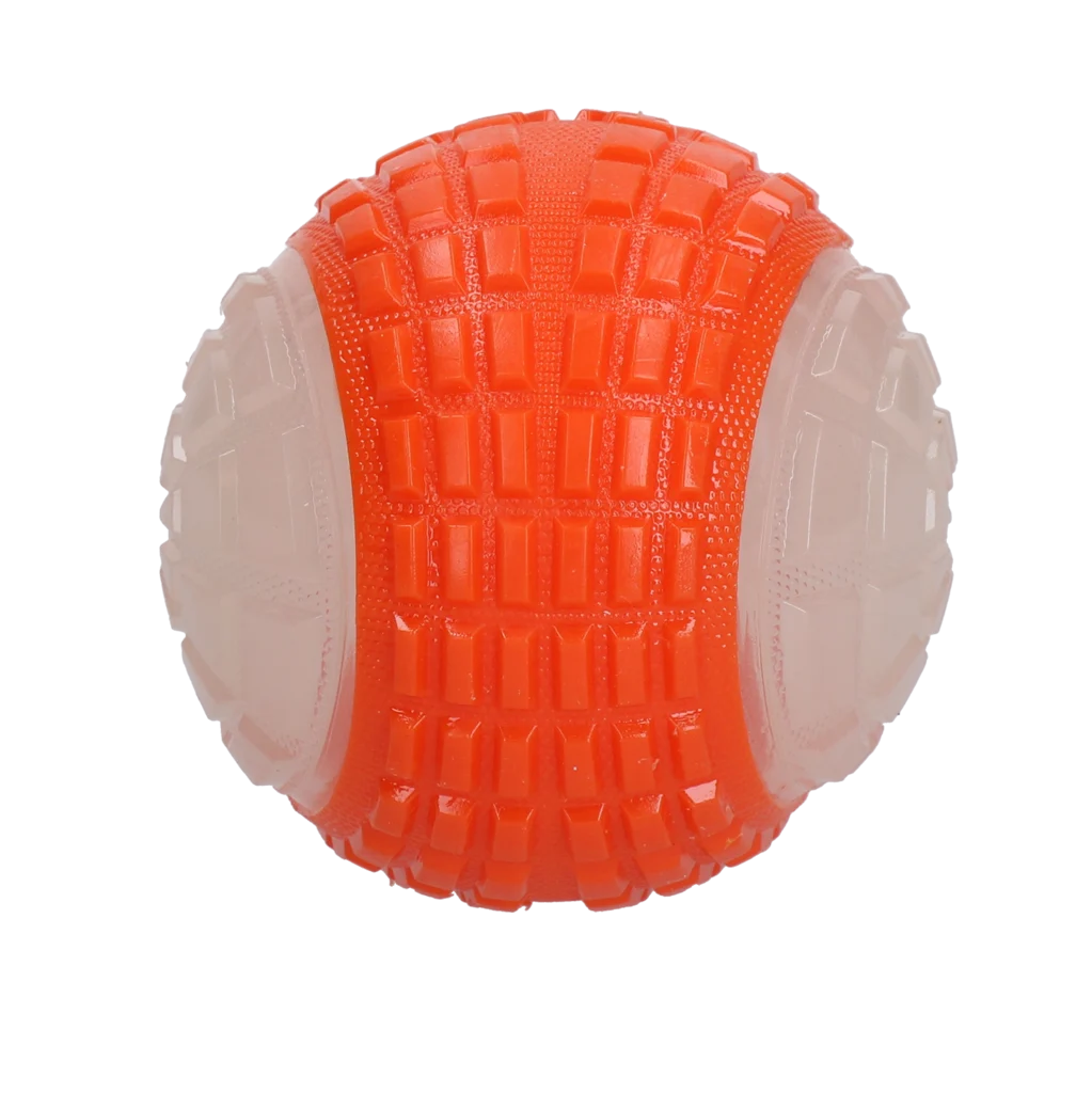 Palla luminosa per cani con sonaglio, L 10 cm, arancione – Dog Comets Glow In The Dark Moon Bal - immagine 3