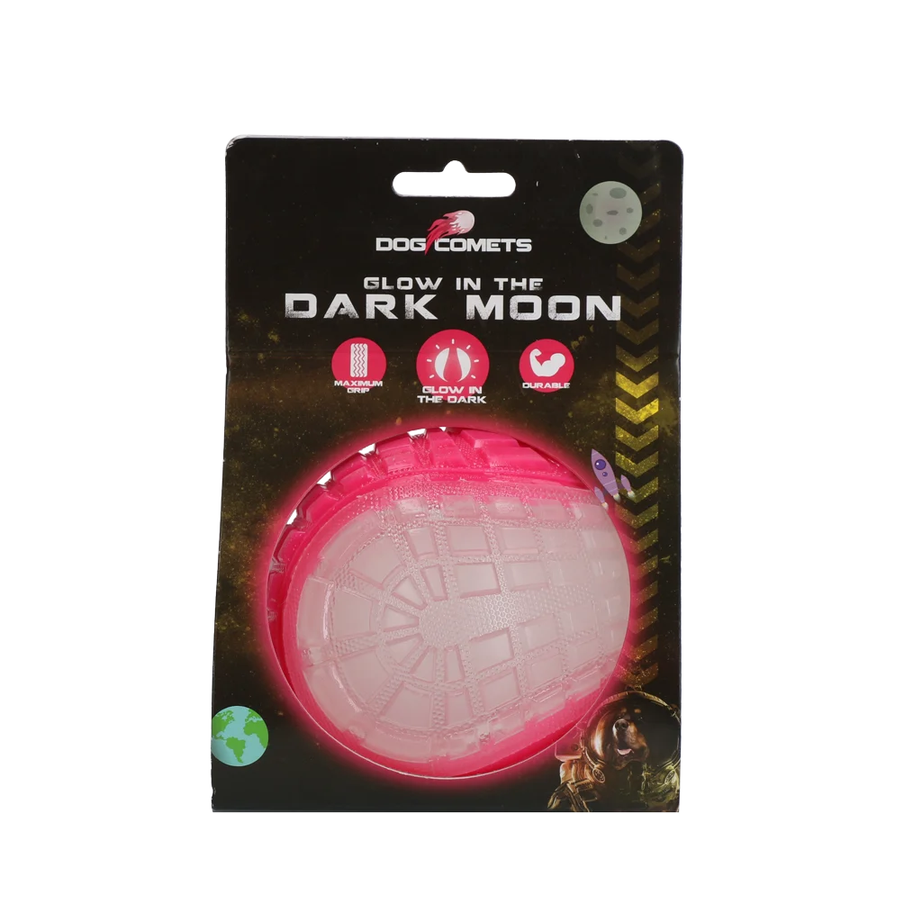 Palla luminosa per cani con fischietto, L 10 cm, rosa – Dog Comets Glow In The Dark Moon Bal - immagine 1