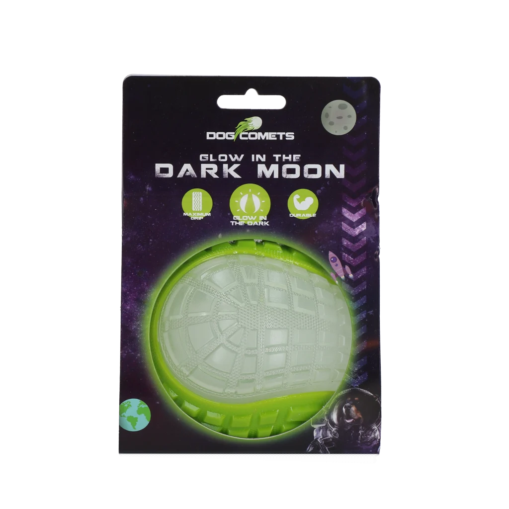 Palla luminosa per cani con sonaglio, L 10 cm, verde – Dog Comets Glow In The Dark Moon Bal - immagine 1