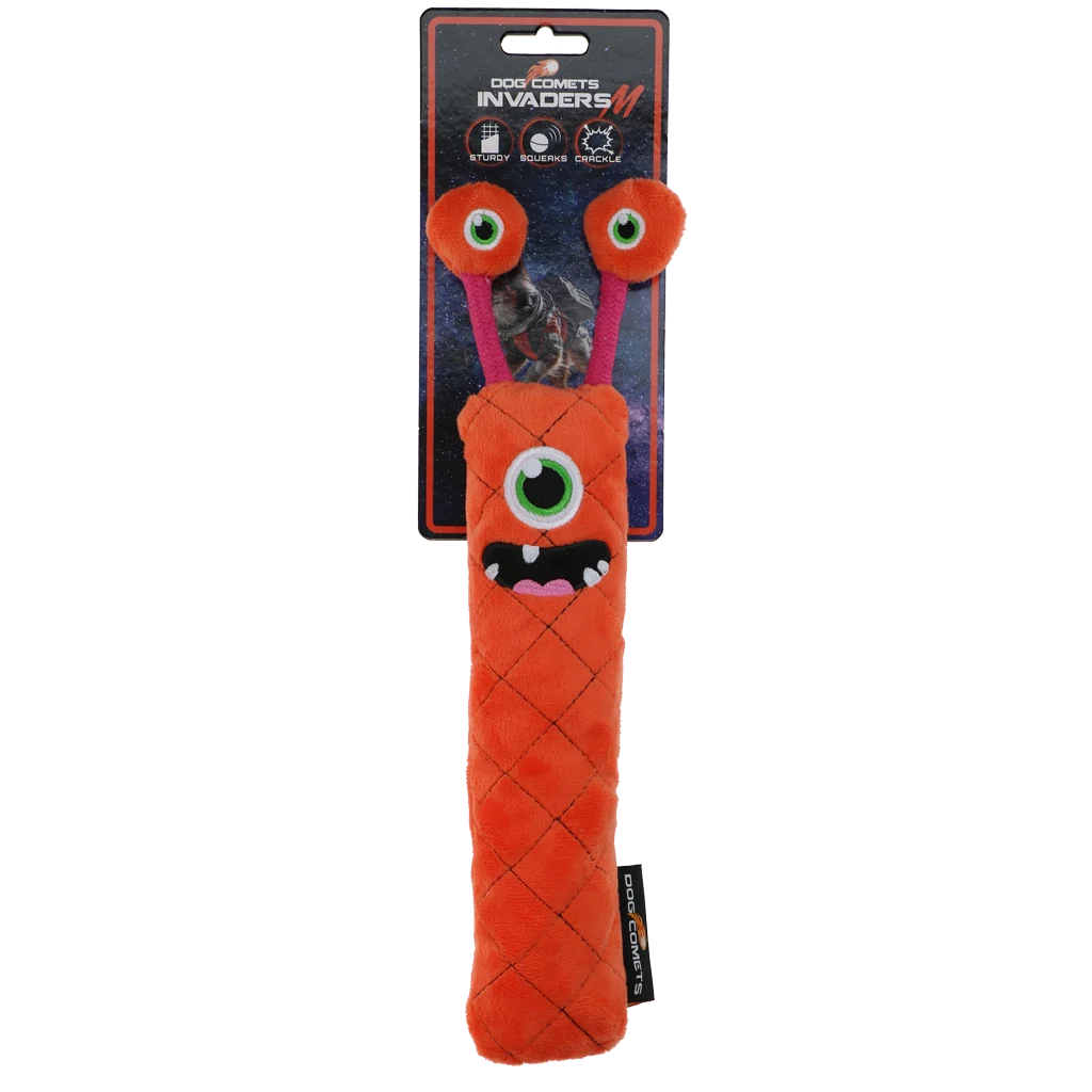 Gioco da riporto per cani in peluche con squeaker, arancione M, 22,5 cm – Dog Comets Invaders - immagine 1