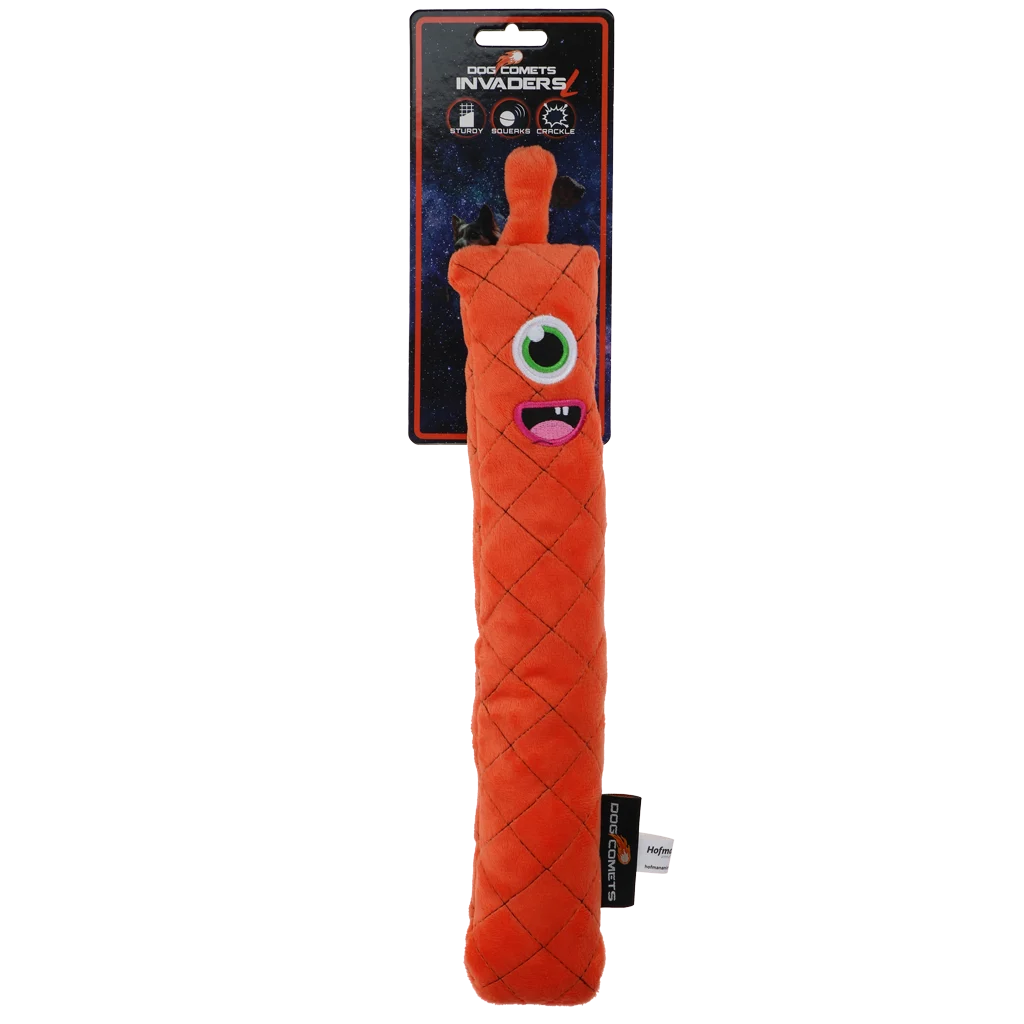 Bastoncino da lancio in peluche per cani con squeaker, arancione L, 32 cm – Dog Comets Invaders - immagine 1
